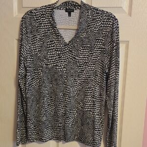 Talbots Monochrome Patterned Long Sleeve Top